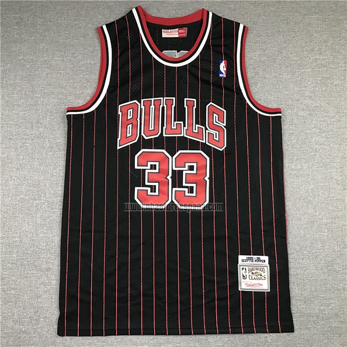 Camiseta Chicago Bulls Scottie Pippen NO 33 Hardwood Classics Throwback 1995-96 Negro